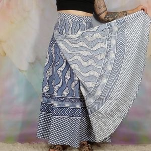 Indian Cotton Hand Printed Wrap Skirt! Adjustable